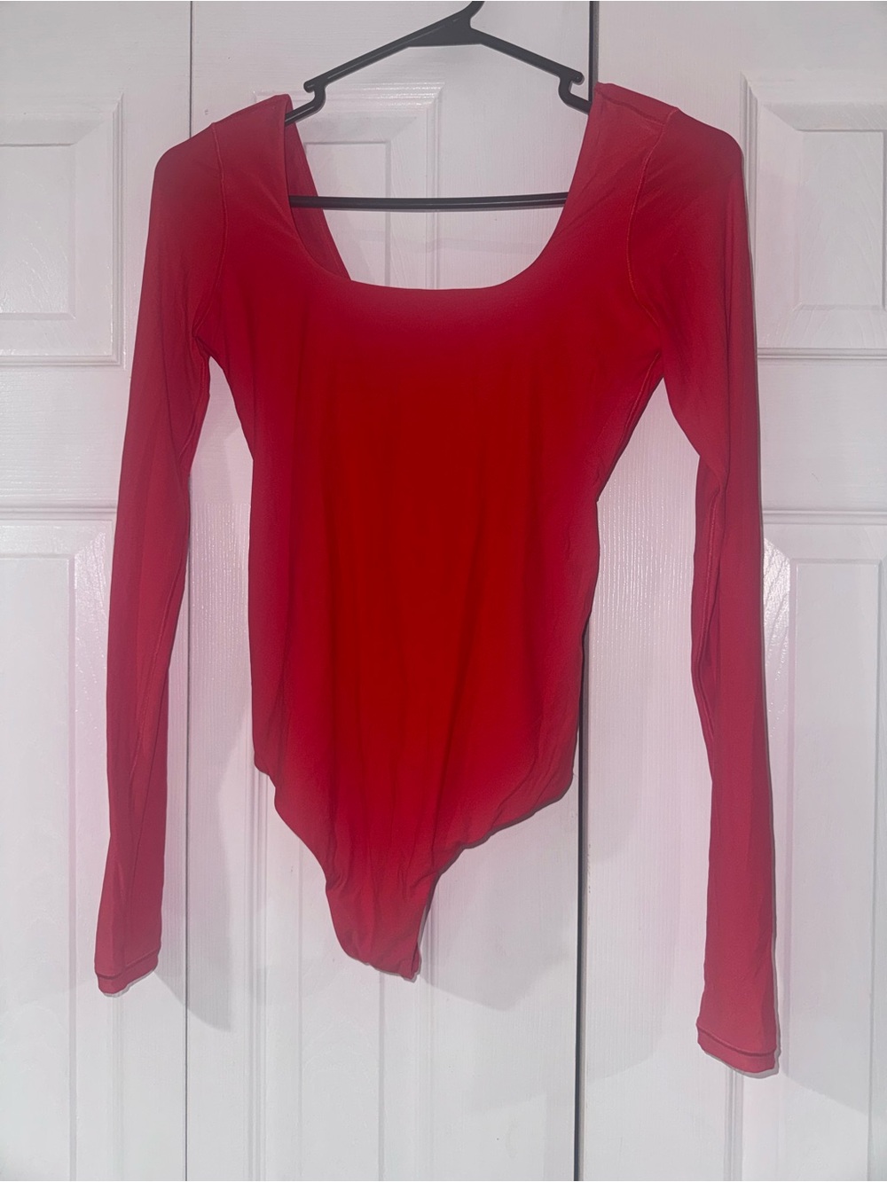 aerie Red Long-Sleeve Scoop-Neck Bodysuit